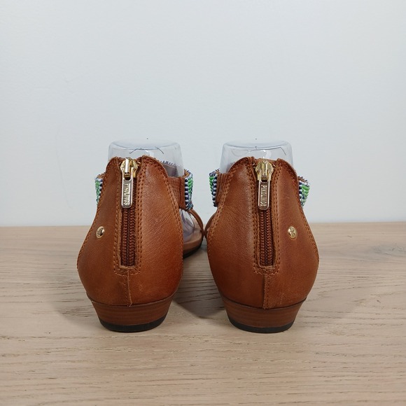 Pikolinos Sandals Women 9 Boho Beaded Leather Strappy Wedge Festival Bohemian - Picture 4 of 10